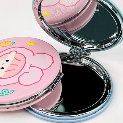 Cute Girl Pocket Mirror – Compact & Stylish Round Makeup Mirror