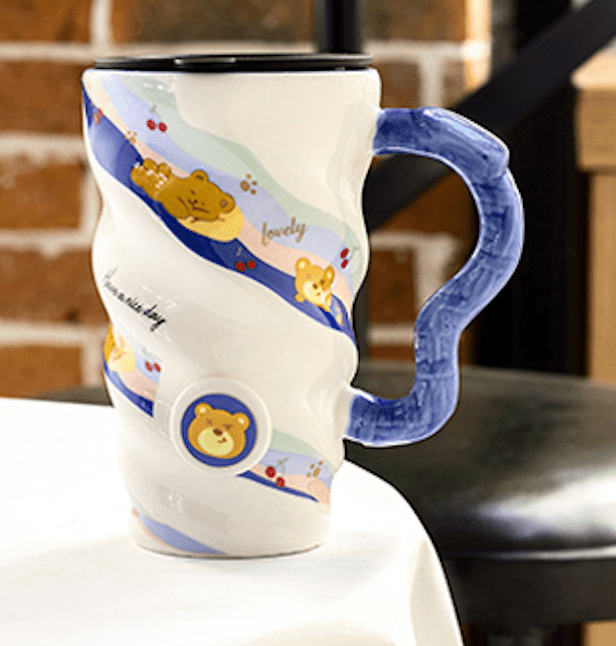 500ml Color-Glazed Spiral Ceramic Cup – Stylish & Durable Mug