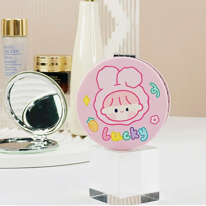 Cute Girl Pocket Mirror – Compact & Stylish Round Makeup Mirror