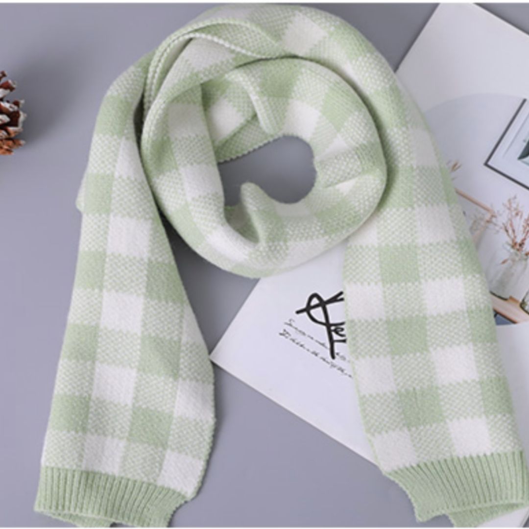 Plaid Knitted Children's Scarf – Cozy & Stylish Winter Essential for Kids