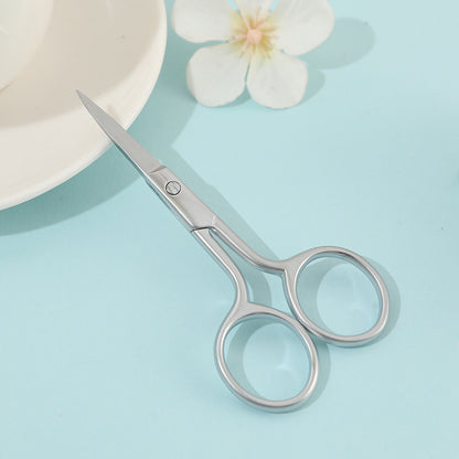 Silver Curved-Tip Beauty Scissors – Precision Trimming for Eyebrows & Facial Hair