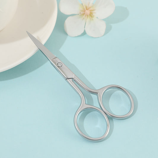 Silver Curved-Tip Beauty Scissors – Precision Trimming for Eyebrows & Facial Hair