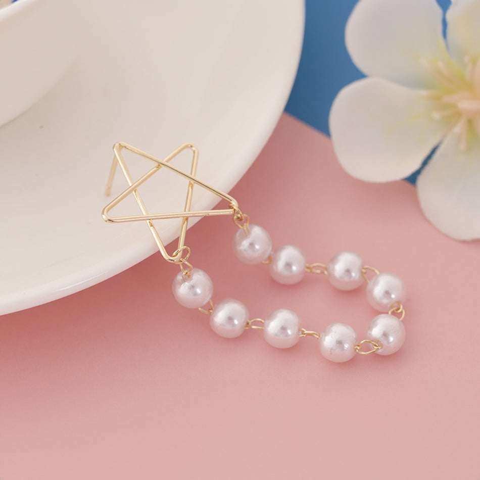 Starry Cascade Pearl Drop Earrings – Elegant & Timeless Jewelry