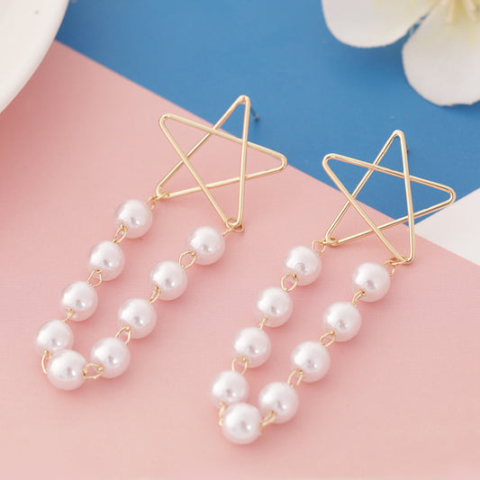 Starry Cascade Pearl Drop Earrings – Elegant & Timeless Jewelry