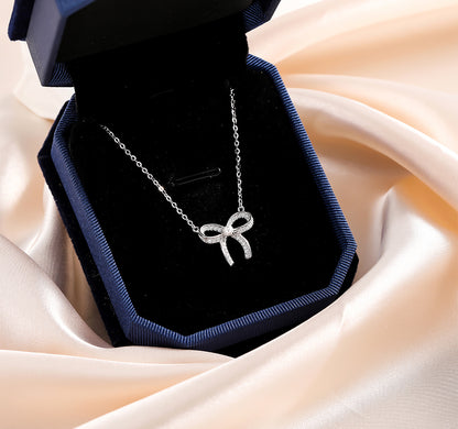 Elegant S925 Sterling Silver Bow Tie Necklace – Timeless & Chic Jewelry