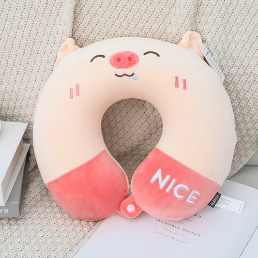 Nice Pig U-Shaped Memory Foam Pillow – Cute & Comfortable Travel Companion