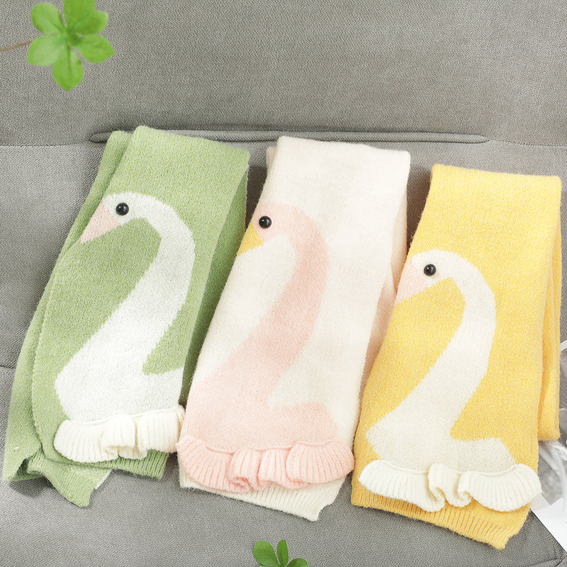 Cute Little Swan Knitted Scarf – Soft & Warm Winter Accessory for Kids