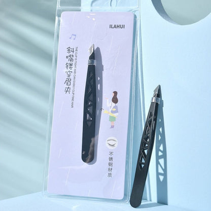 Slanted Tip Hollow Eyebrow Tweezers – Stylish & Precise Grooming Tool